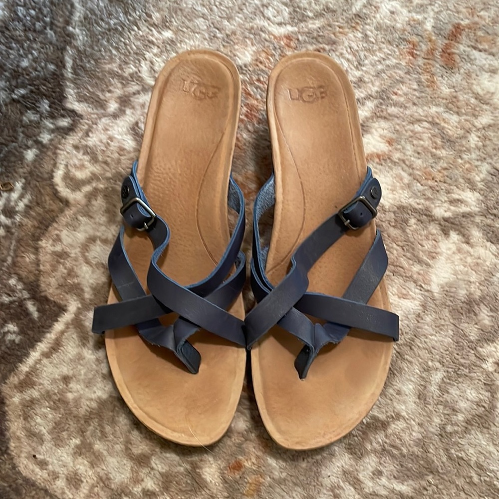 Ugg Leather Strappy summer wedge heels EUC 9.5